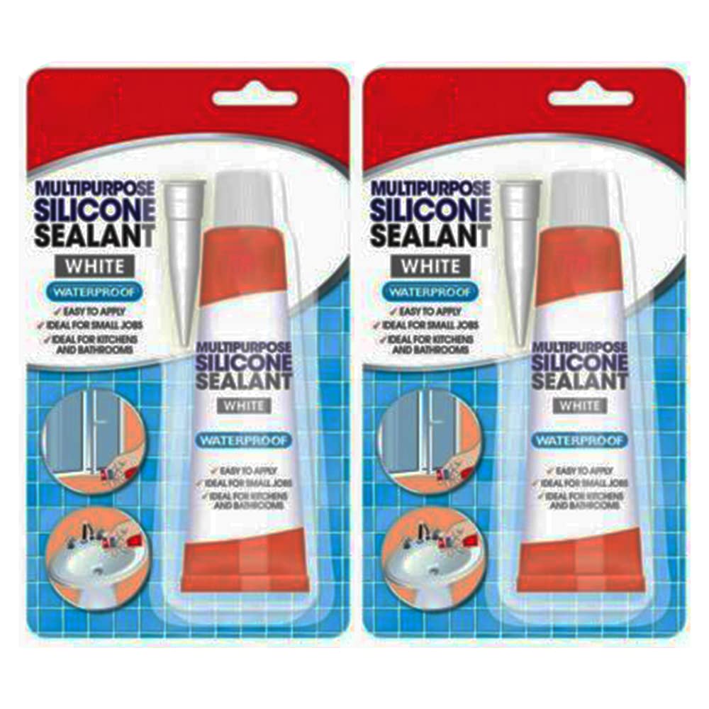 Waterproof Silicone Sealant White 70Gm Easy To Apply Ideal For Small Job Kitchen And Bathroom | General Purpose Silicone Sealant Pack of 2