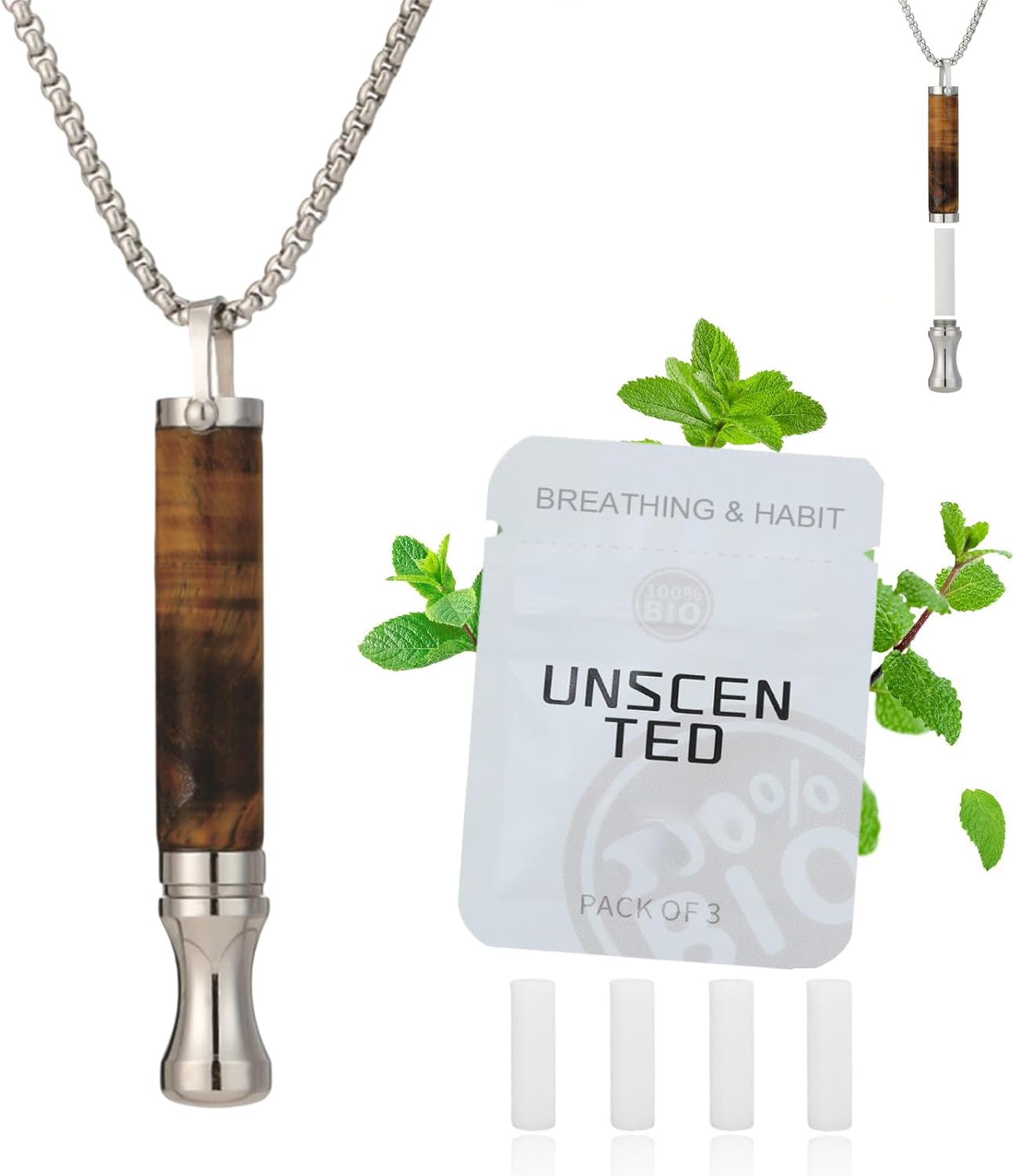 Breathing Necklace to Quit Smoking and Vaping Anxiety Relief Items Natural Calm Smokeless Inhaler Stop Smoking Aids Vaporless Inhaler Quit Smoking Fum Vaporless Inhaler for Natural Calm Stress Relief