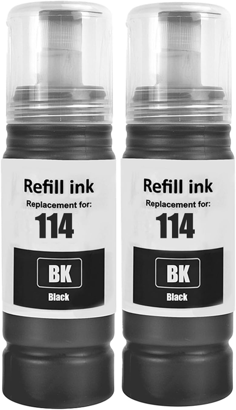 SHUOLEI 114 Ink Compatible with epson 114 Ink Bottle Multipack for ET-8500 ET-8550 (2-Pack,2 Black)