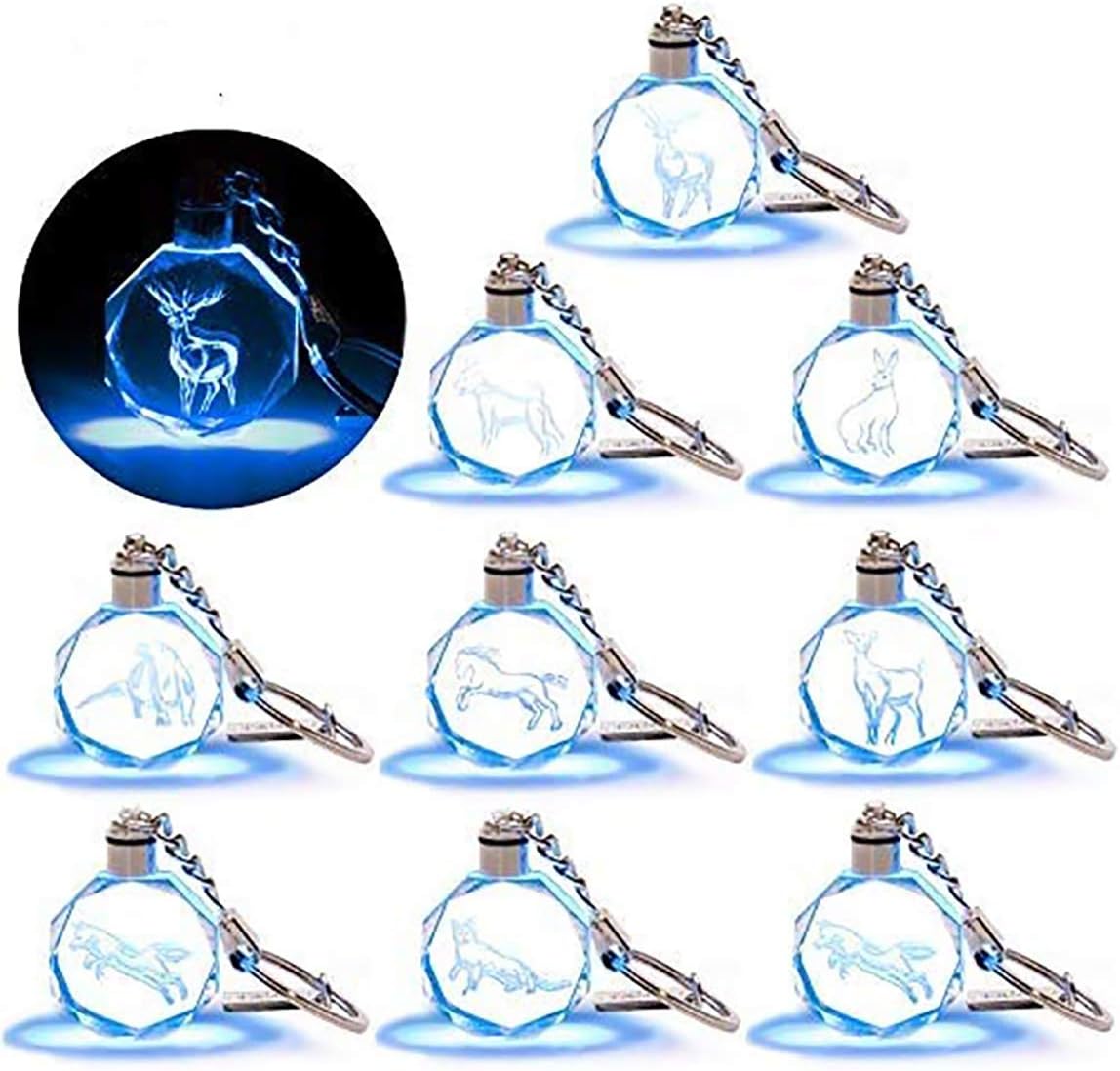 Harry Potter Patronus Collectible Key Chain Mystery Blind Box - Receive 1 of 8 Crystal Patronus Key Rings with LED Blue Light - Collect all 8 - Series 1