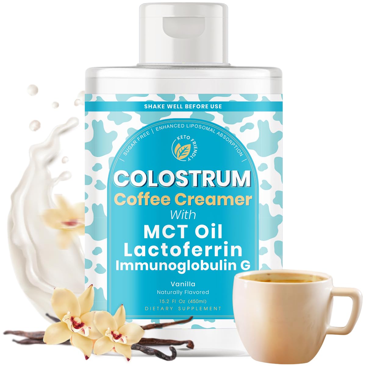 Bovine Colostrum with MCT Oil, Lactoferrin, IgG by Owl & Ox | Grass Fed, US Based | Skin Health, Gut Health and Immune Support | Sugar Free, Keto Friendly, Non GMO