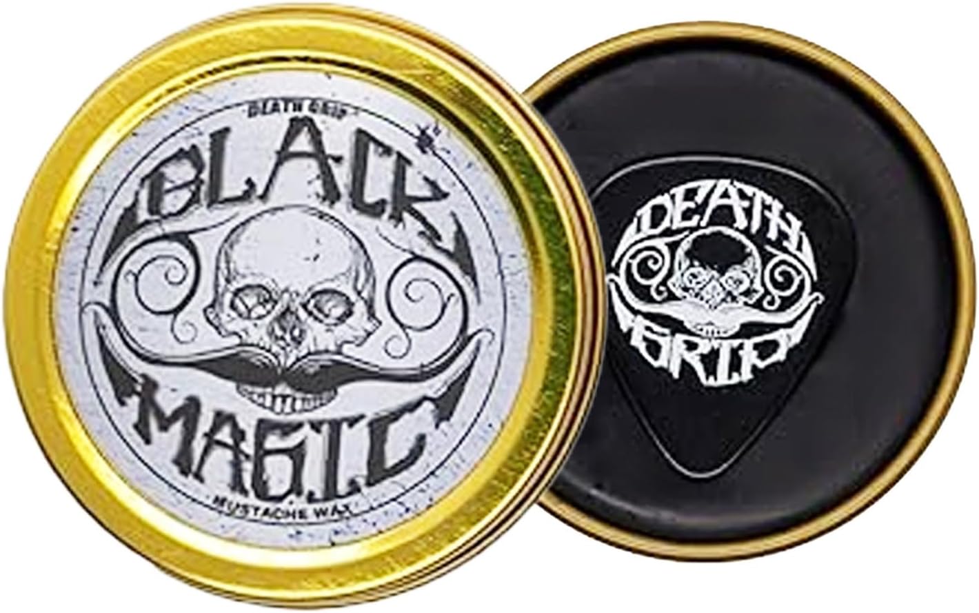 Black Mustache Wax | Black Magic Death Grip Moustache Wax | Hide Grey Hair In Beard Or Moustache | Extra Strong Hold Mustache Wax Unscented | 1 oz or 30ml Tin Heat Source Required