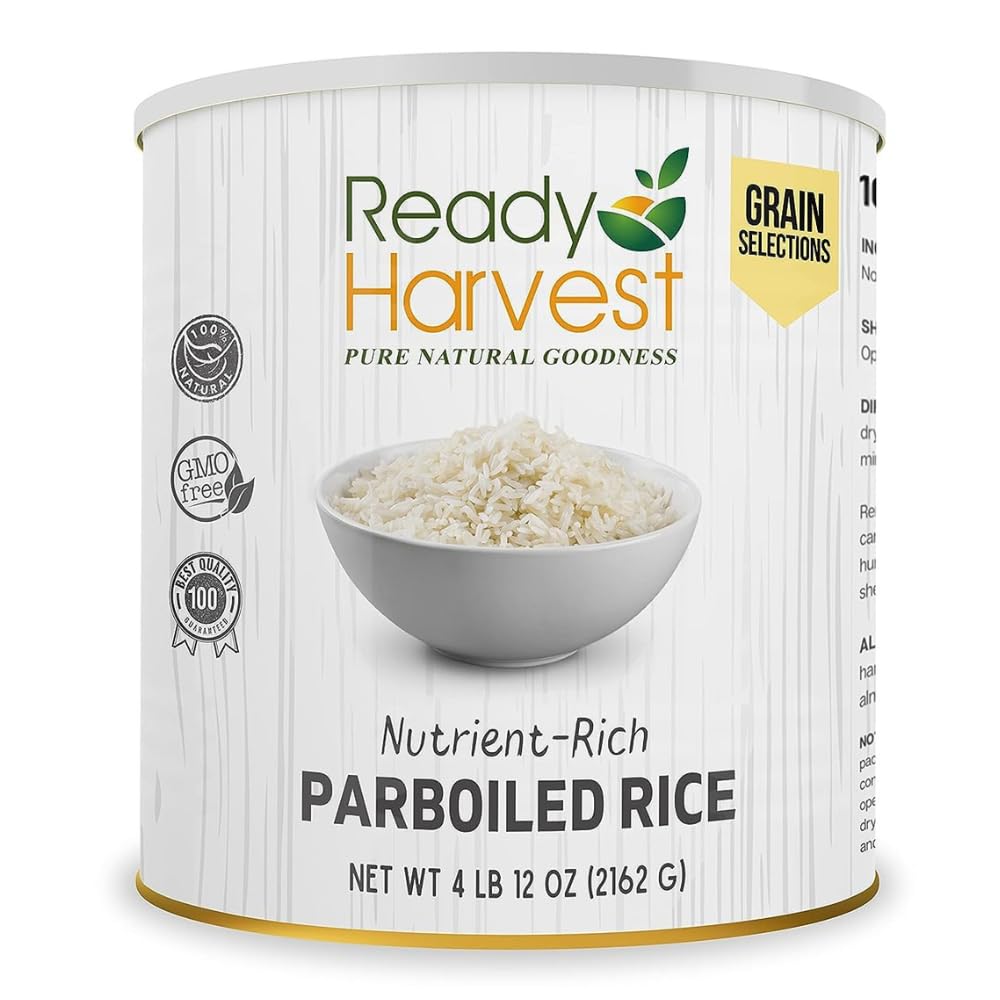 Ready Harvest Parboiled White Rice – Emergency Food, Survival Food, Bug Out Bag, Camping Essentials, Pantry Staples | Camping Food & Preparedness Items | #10 Can | 25-Year Shelf Life | 4 lbs