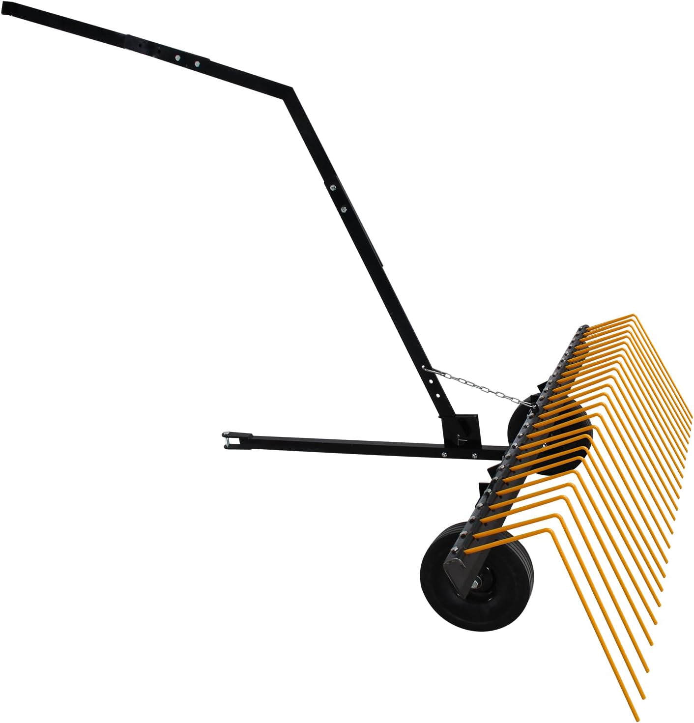 60 Inch Tow Behind Dethatcher, Pine Straw Rake with 24 Steel Tines, Lawn Dethatcher Rake for ATV or Mower