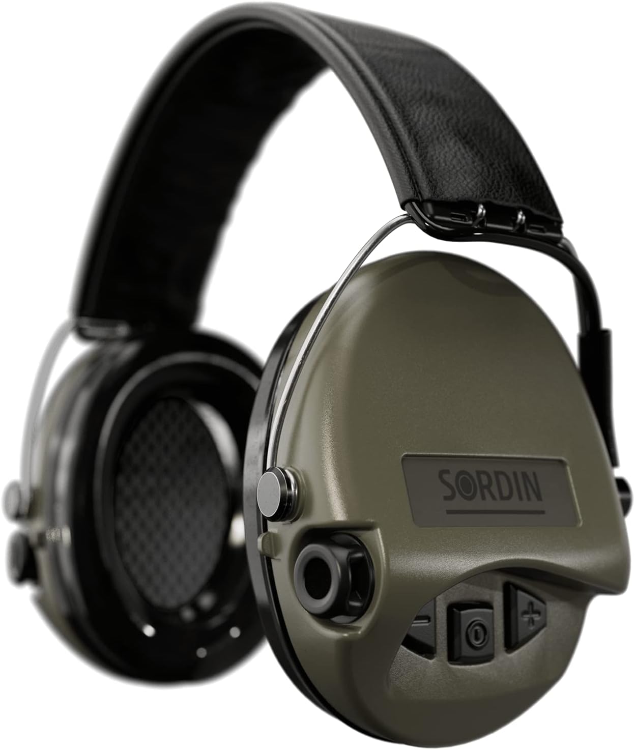 Sordin Pro Ear Muffs - Active and Electronic Ear Defenders w/Leather Headband - Foam Pads - Earmuffs for Hunting & Shooting