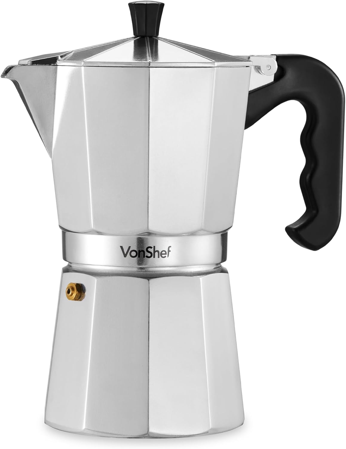 VonShef Stovetop Coffee Maker, 9 Cup Aluminium Italian Espresso Maker, 450ml Gas & Electric Stove Top Moka Pot with Replacement Gasket & Filter