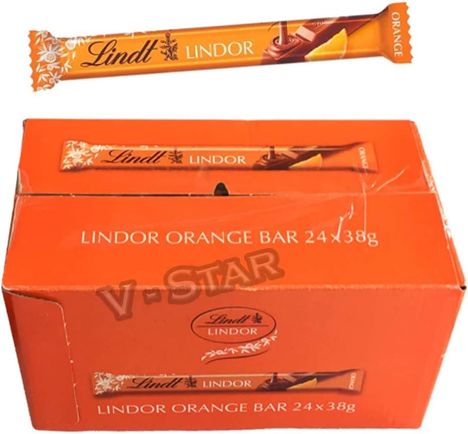 Full Box of LINDT LINDOR Milk Chocolates BAR 24 X 38g (Lindor Orange)