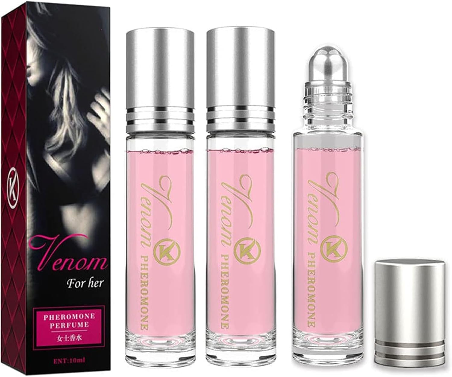 3pcs Pheromone Perfume for Women to Attract Men,Venom Pheromone Perfume,Roll-On Infused Essential Oil Perfume Cologne,10ml Concentrate Body Perfume Oil