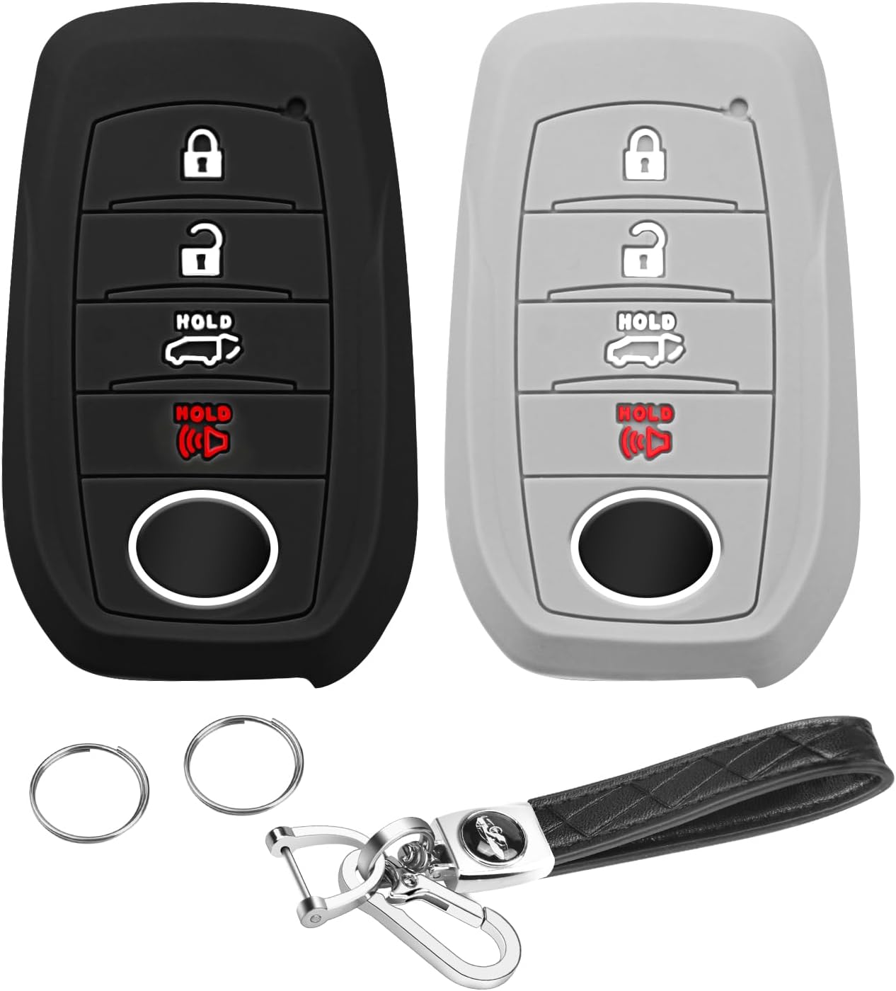 QBUC 2PCS for Toyota Key Fob Cover, Silicone 4 Button Key Case for Toyota 2019+ Land Cruiser 2021-2025 Venza RAV4 Corolla Grand Highlander Tundra Crown 2022-2025Tacoma TRD Corolla SE Camry XSE