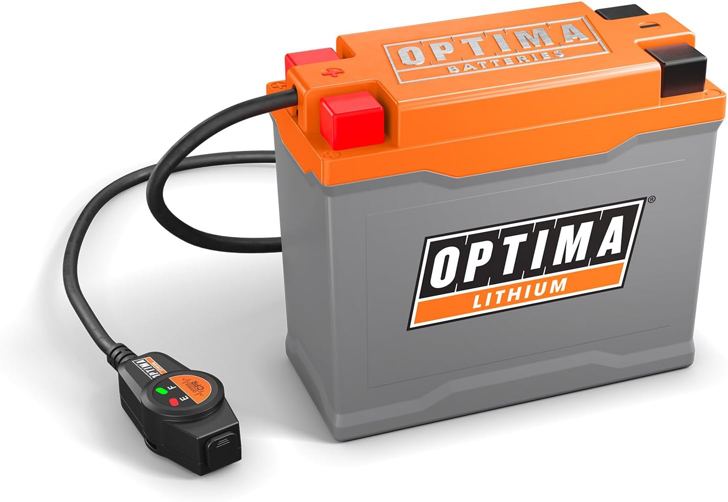 OPTIMA QUAD14 ORANGETOP Lithium - Built-in Engine Start Reserve with BMS and Powerlink Cable - 420 Cranking Amps, 7AH, LED Display, Storage Mode - Replaces YTX14-BS, YTX12-BS, YTX14L-BS, YT14B-4