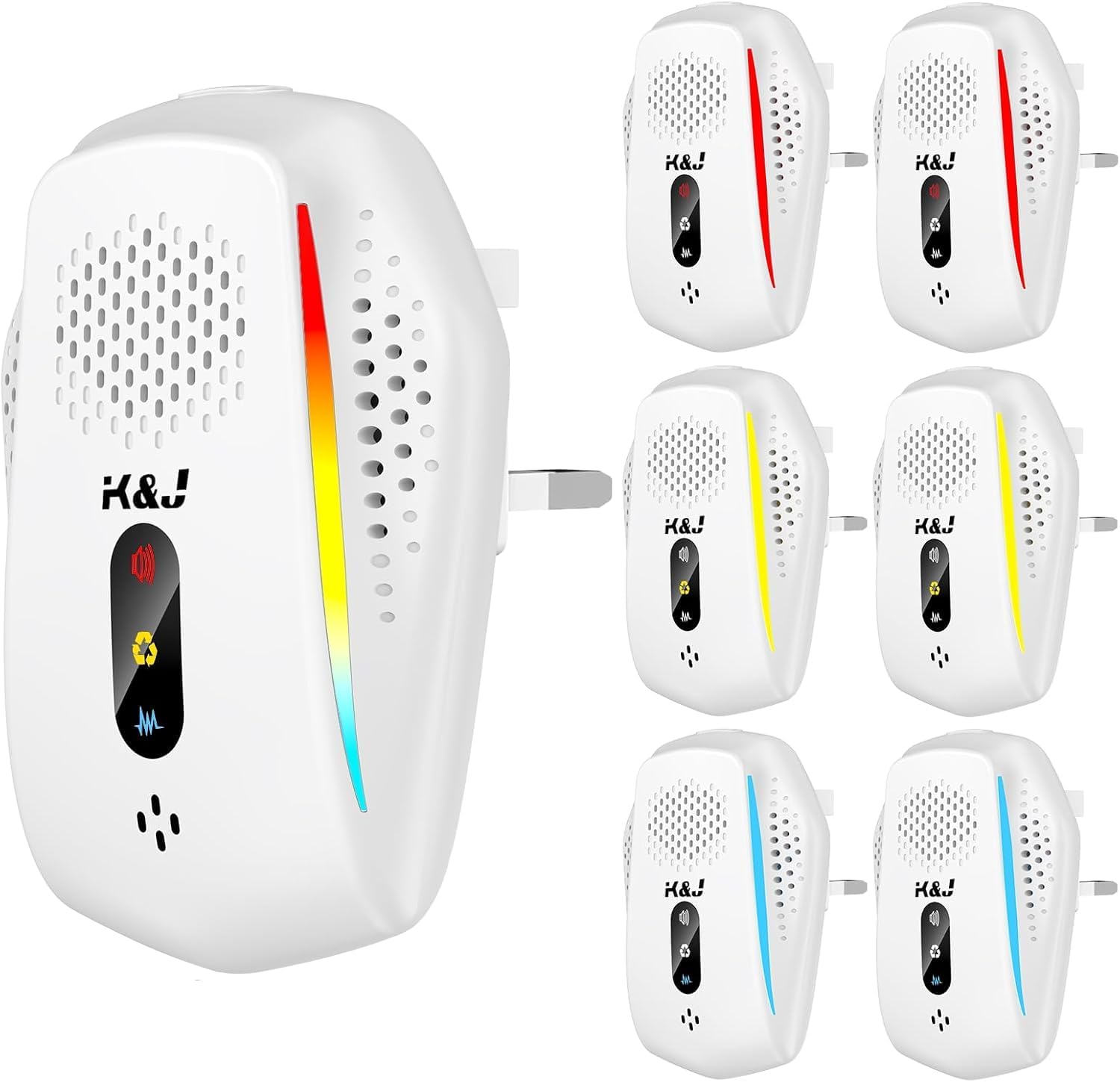 K&J 2025 Upgraded Ultrasonic Pest Repeller 6 Packs, 3 Mode Switching, Electronic Powerful Mouse Repellent Plug in Pest Control for for Roach, Rodent, Mouse, Bugs, Mosquito, Mice, Spider, Ant, White