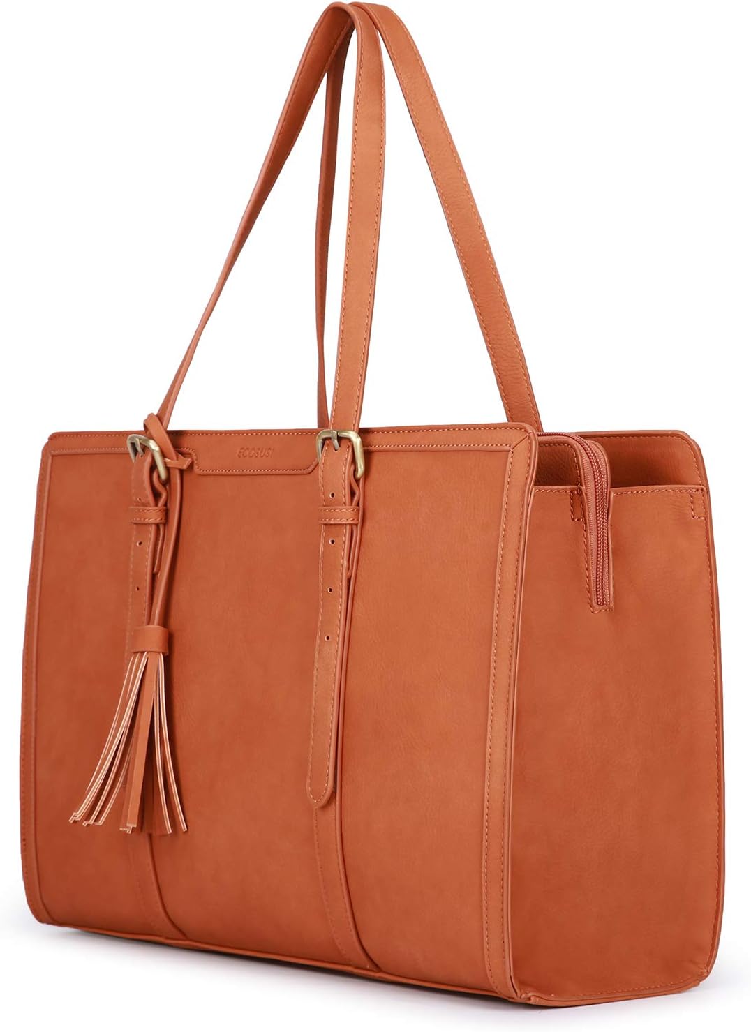 ECOSUSI Laptop Bag For Women 15.6 Inch Work Tote Bags PU Leather Computer Purse For Business Office With 3 Layer Compartments