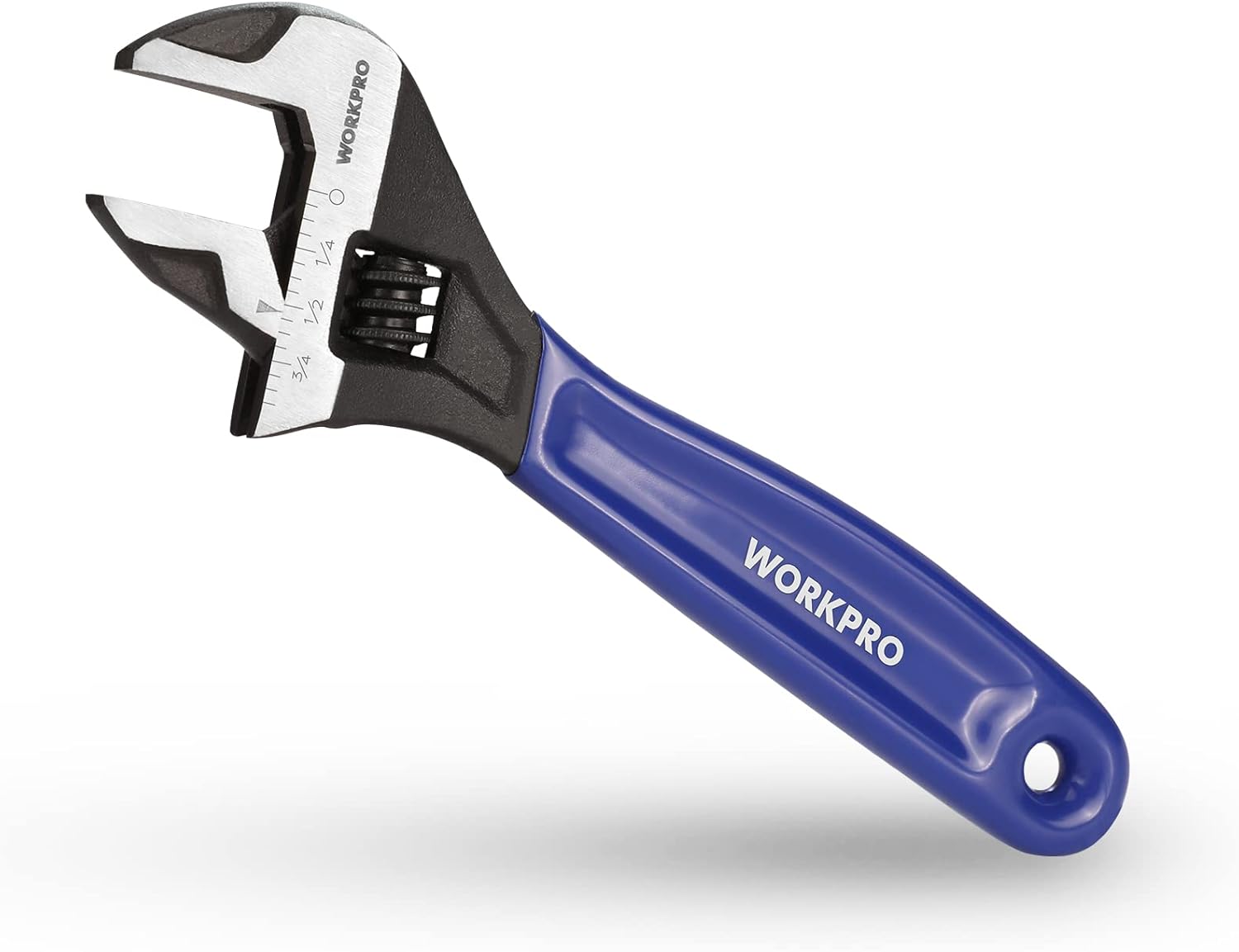 WORKPRO 6-Inch Adjustable Wrench, Cr-V Steel, Wide Jaw Black Oxide, Metric & SAE Scales for Home, Garage, Workshop and DIY