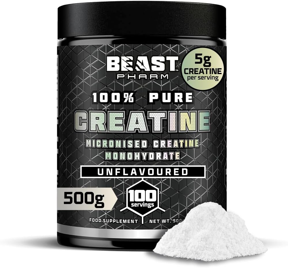 Beast Creatine Monohydrate Powder 500g Full 5g per Scoop 100 Servings