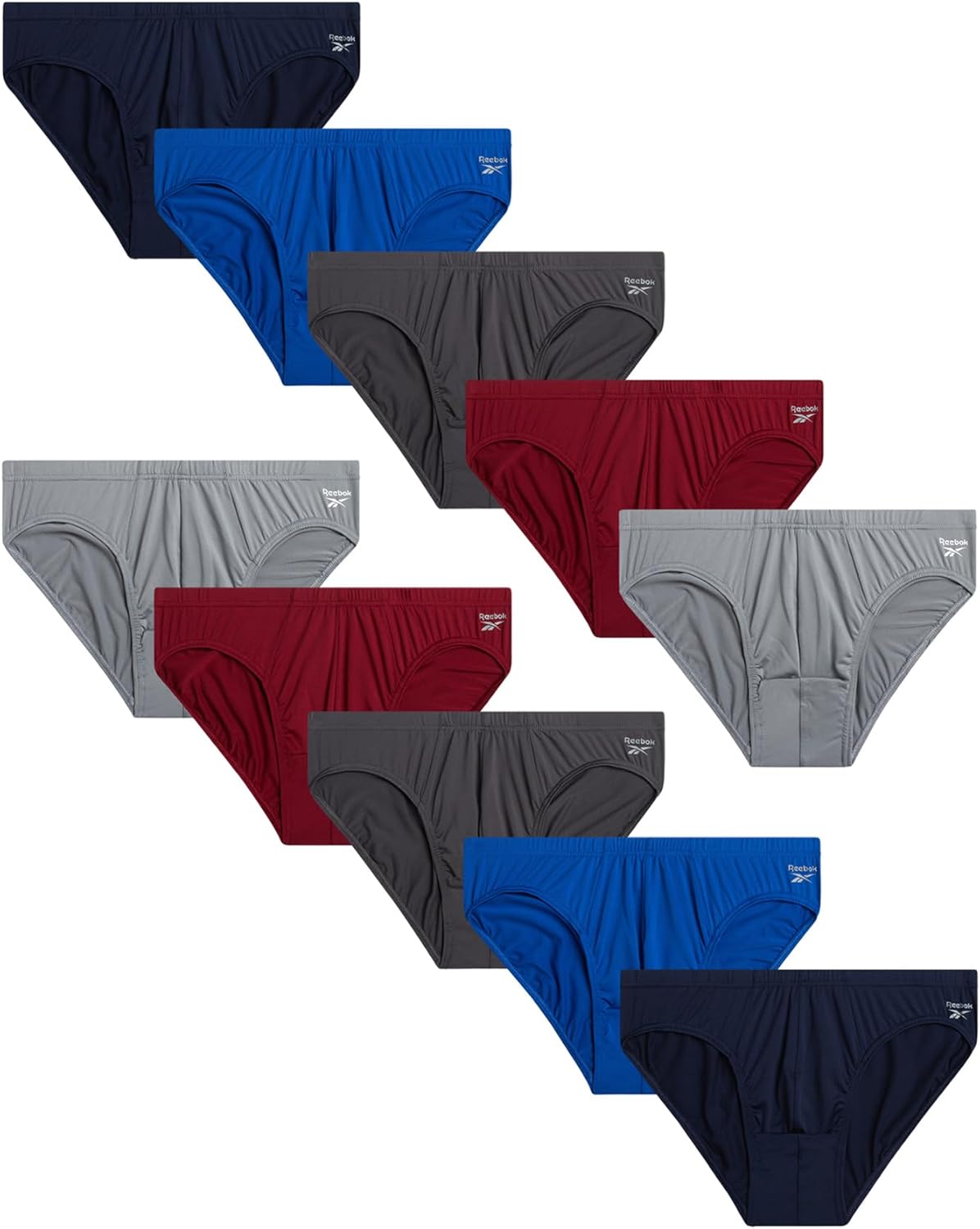 Reebok Men's Underwear - 10 Pack Ultra Soft Stretch Performance Low Rise Mens Briefs - Quick Dry Mens Underwear Briefs (S-XL)