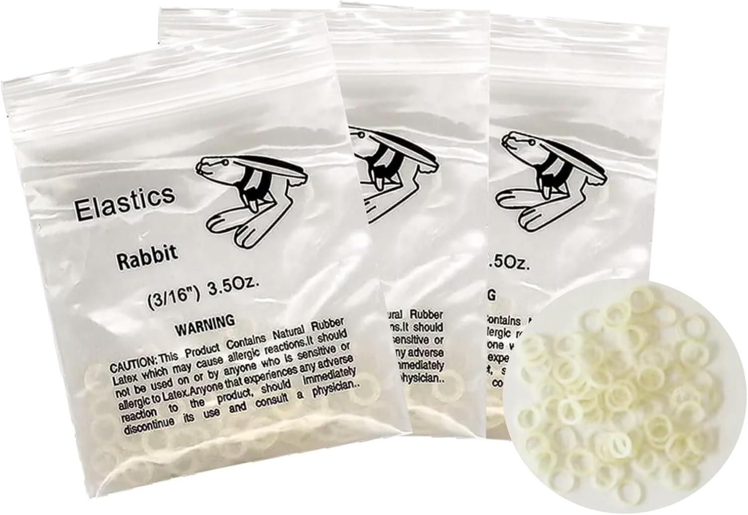 Xumann 300 PCS Orthodontic Elastic Bands, Braces Band for Dentist Braids Braces Teeth Gap (Rabbit 3/16")