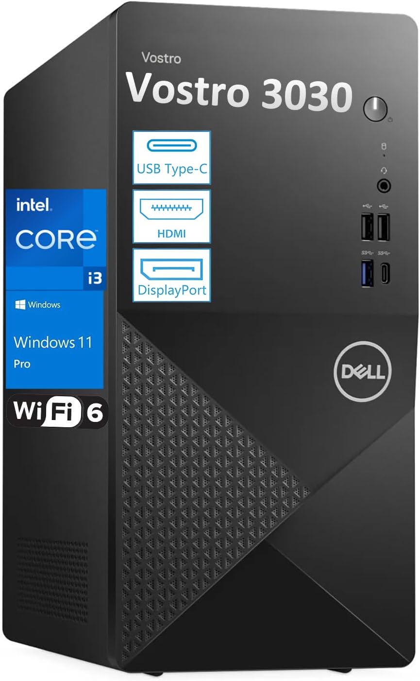 Dell Tower PC Desktop Computer for Home & Business, 12th Gen Intel 4-Core Processor, 32GB DDR5 RAM, 1TB PCIe SSD, WiFi 6, Bluetooth, DisplayPort, HDMI, Keyboard and Mouse, Windows 11 Pro