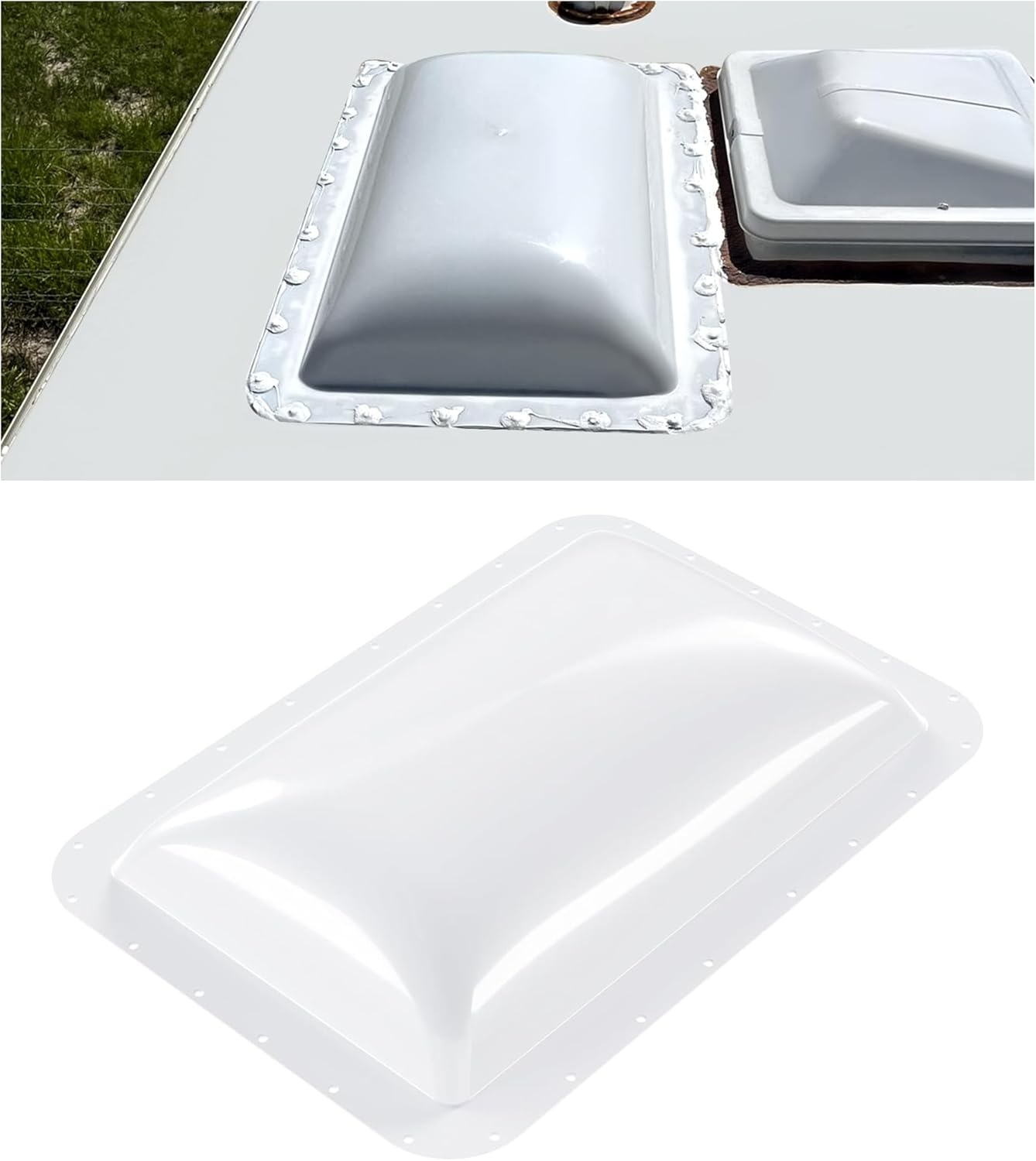 HECASA RV Skylight Replacement, 18" x 26" Camper RV Skylight Cover Fit 14" x 22" Shower Roof Openings for Camper Food Truck Motorhome Travel Trailer White