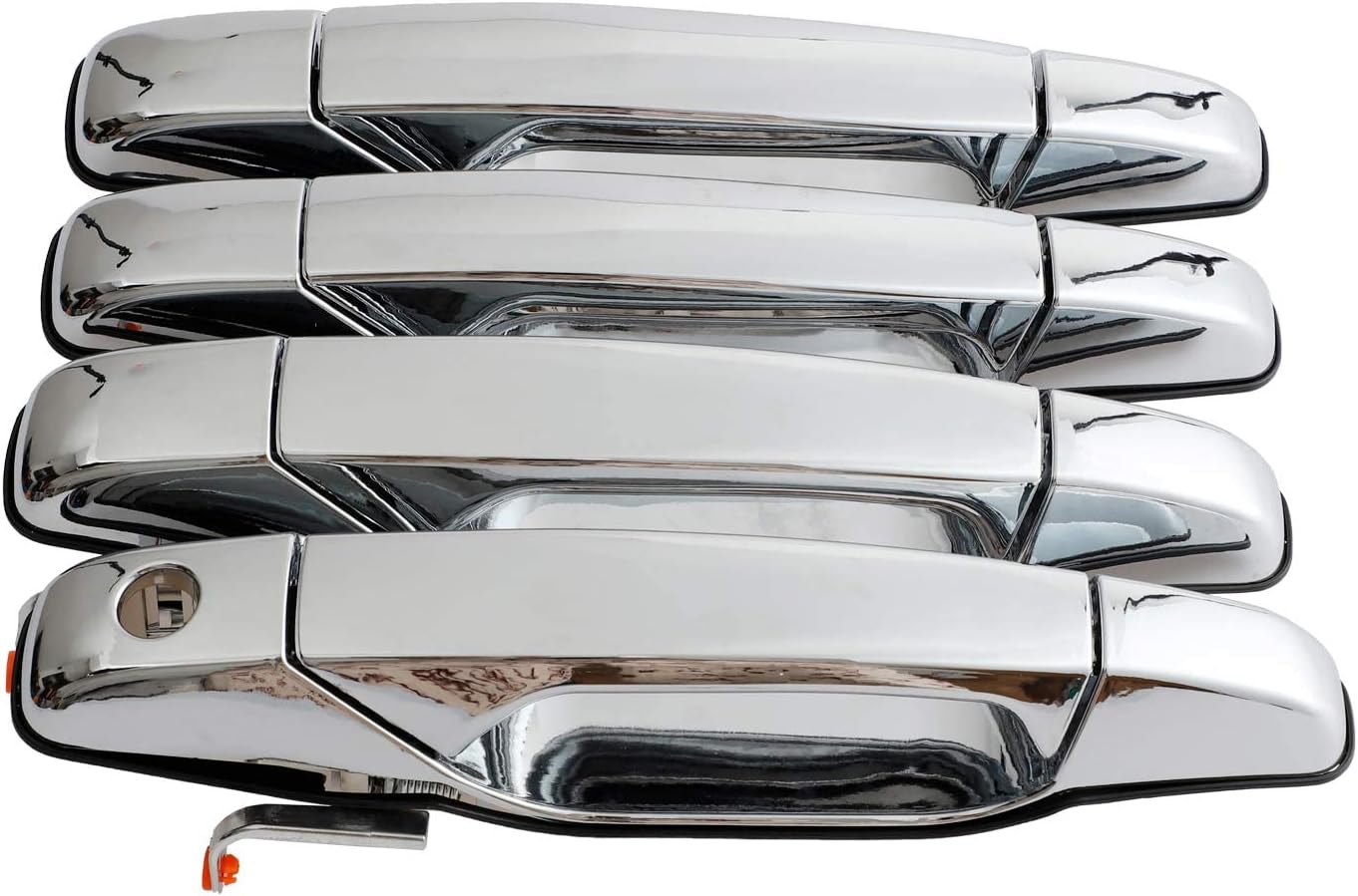 Nakuuly Exterior Chrome Door Handle 4 PCS Front Rear Driver & Passenger Compatible with 2007-2014 Cadillac Escalade Chevy Avalanche Silverado Suburban GMC Sierra Yukon OE # 22738722 22738721 20828258