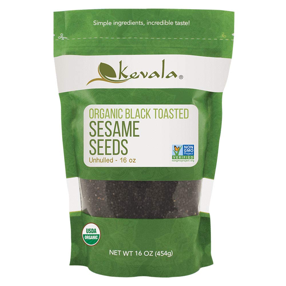 Organic Black Toasted Sesame Seeds - Unhulled Roasted Seeds Ideal for Preparing a Black Tahini Paste at Home, Ingredient for Those Interested in a Clean Diet, Gluten Free Kitchen Staple, 1 lb, 16 oz
