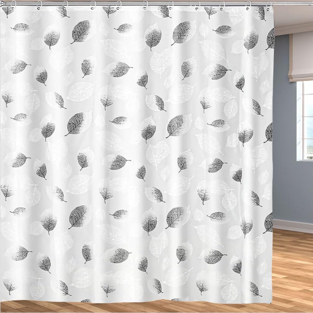 Shower Curtain for Bathroom, 100% PEVA Waterproof Anti-Mould Proof Resistant | Quick-Drying | Washable Bathroom Curtain | Includes 12 Pcs Curtain Hooks | 180 x 180 cm (71 x 71 Inch) | Foliage
