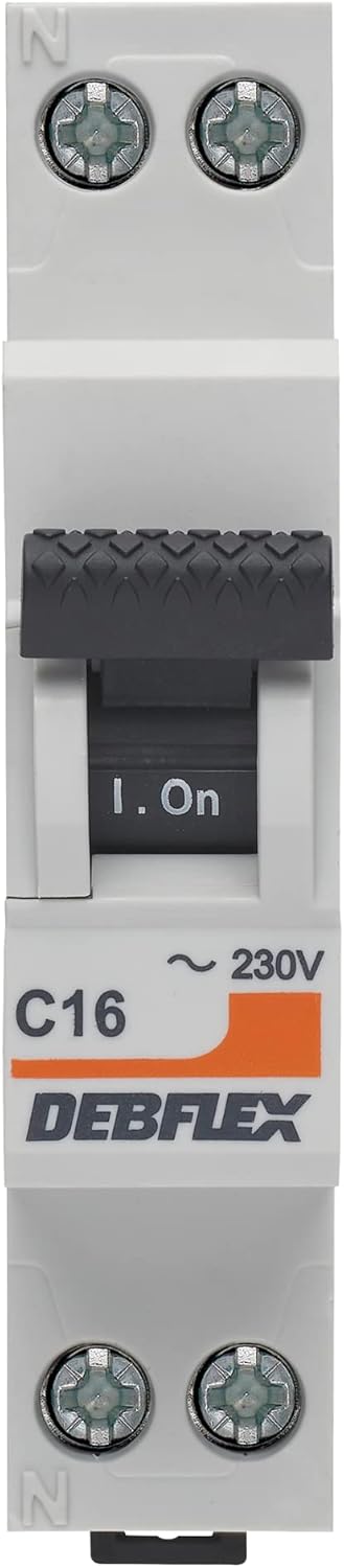 DEBFLEX - 16A Phase + Neutral 3KA Circuit Breaker - Short Circuit Module - NF Certified - Electrical Panel Installation - Grey