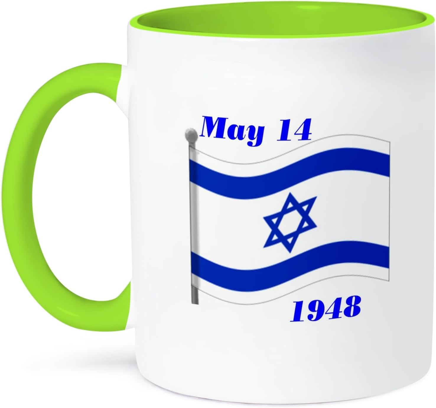 3dRose, Image of Flag of Israel With Its Day Of Birth, 15oz Two-Tone Green Mug