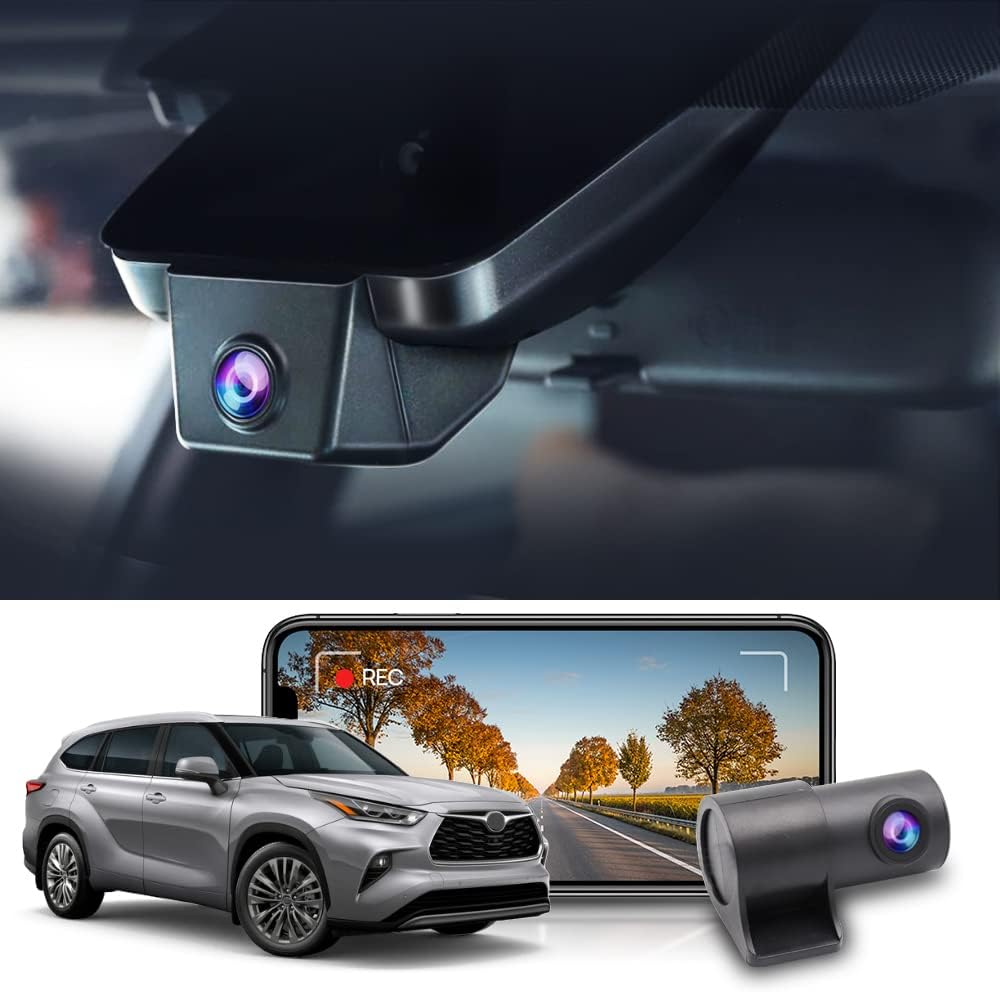 Fitcamx Front 4K+Rear 1080P Dash Cam for 2020-2025 Toyota Highlander LE Limited L XLE XSE Platinum (Gen4/UX70), OEM Look, Dual HD Video, WiFi & APP, Loop Recording, G-Sensor, Easy to Set, 128GB Card