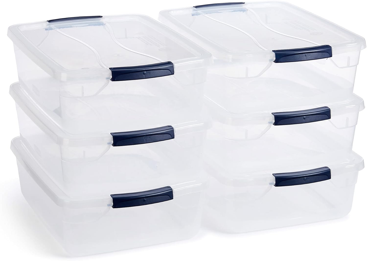 Rubbermaid Cleverstore 16 Qt Clear Storage Bins with Latching Lids, 6-Pack, Stackable, BPA-Free, Made in USA