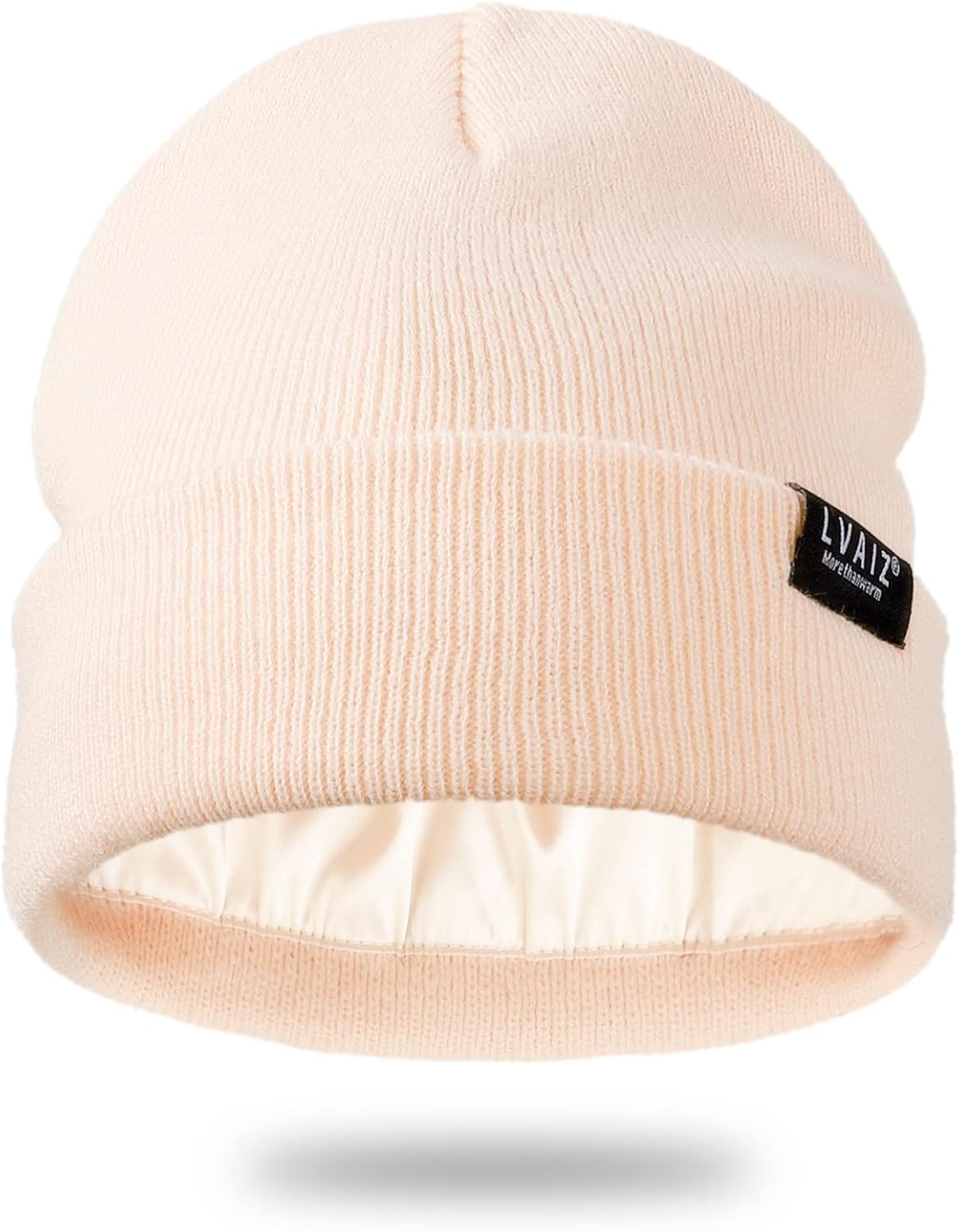 Satin Lined Winter Beanie Hats for Women Unisex Cotton Knitted Cuffed Knit Hat with Silky Lining Slouchy Skull Cap