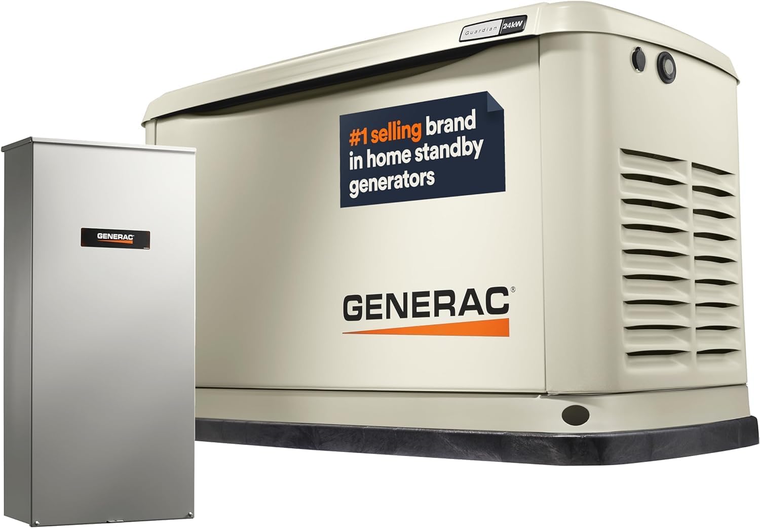 Generac Guardian 24kW Home Standby Generator with 200 Amp Transfer Switch, Durable All Aluminum, WiFi Enabled with G-Force Engine, Easy to Use, Whole House Power Backup, Smart Outage Solution - Bisque