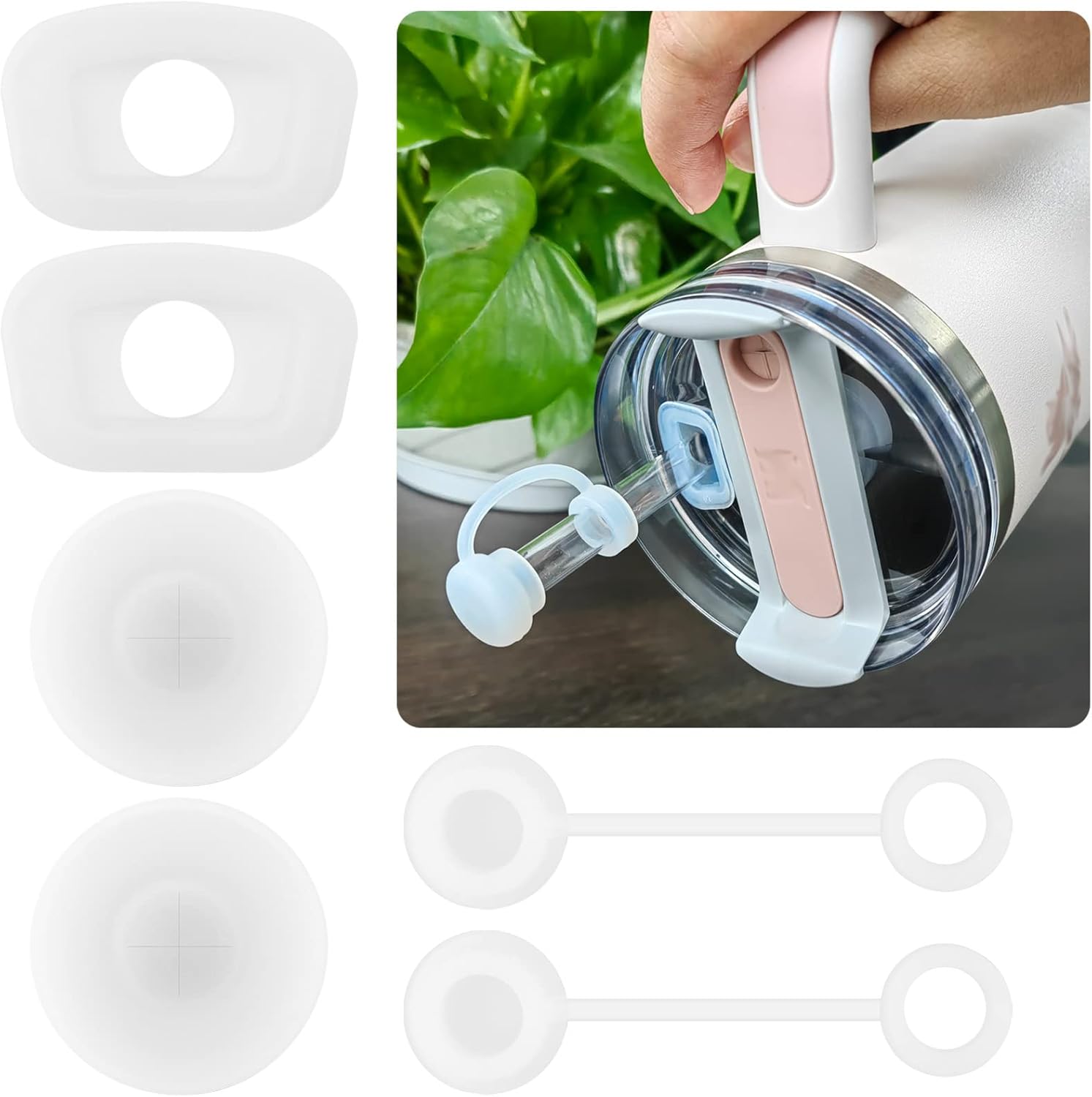 Spill Stopper Set for Stanley Cup 2.0 40oz 30oz, Accessories Including Straw Cover Cap, Fix Leak Stopper and Lid Spill Plug, Clear