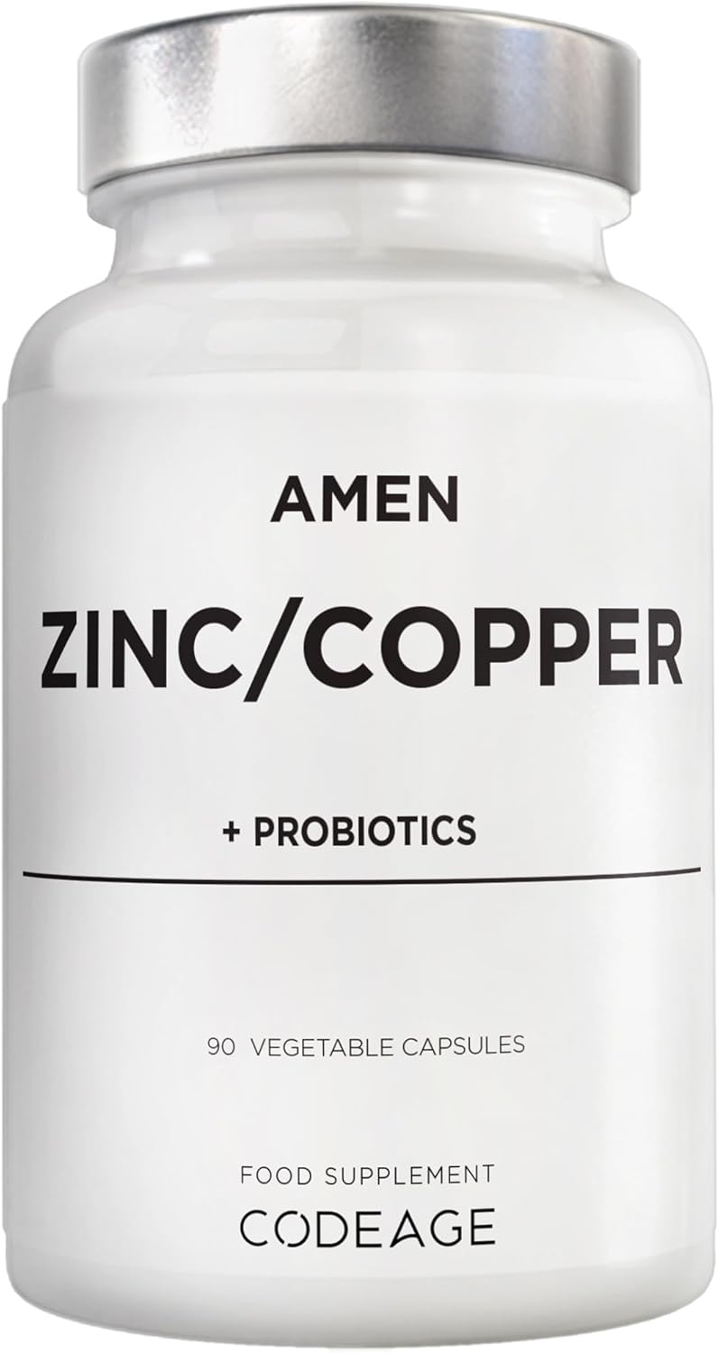 Zinc & Copper Supplement + Probiotics – 3 Months Supply – One Per Day - 25 mg Zinc Picolinate Vitamin Pills - Essential Minerals Supplements – 2 Billion CFUs Probiotic – Vegan, Non-GMO - 90 Capsules