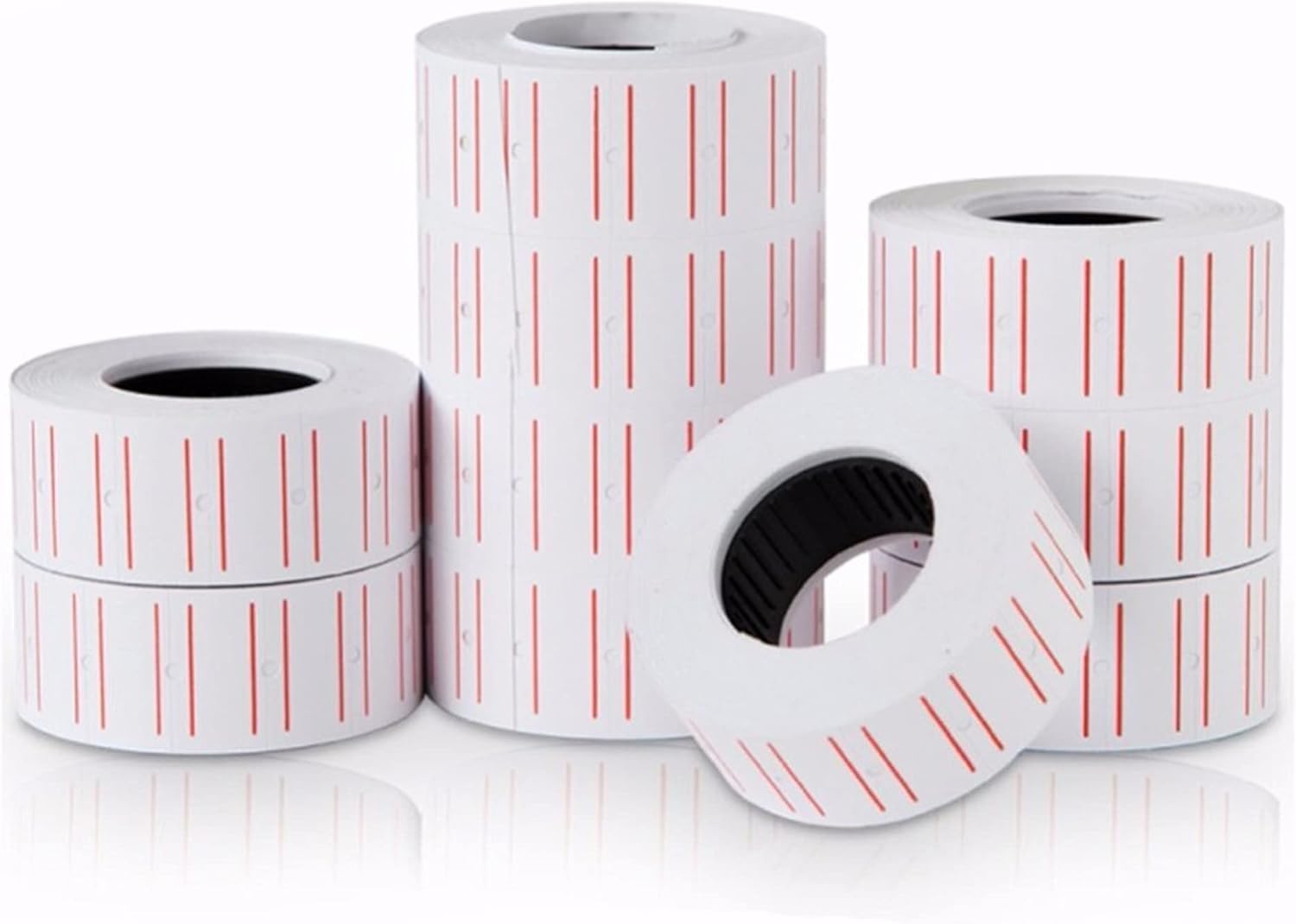 Label Price Tag Rolls for Pricing Gun Price Tags Stickers Red and White Lined Pricing Tags Paper Stickers, Gun Labeller Pricing Gun Labels (10 X Price Tag Rolls)