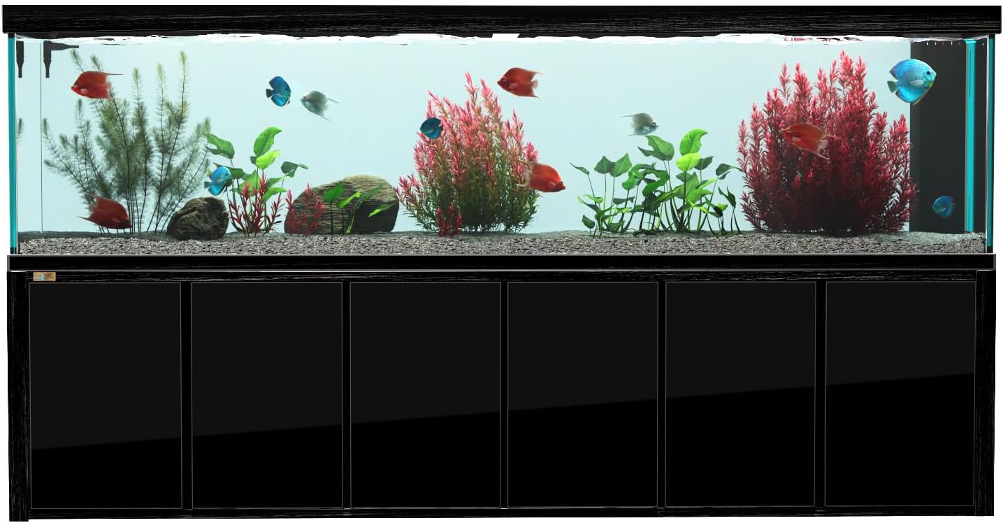 500 Gallons Tempered Glass Aquarium, Modern Rectangular Black Tank with Advanced Filtration System - Fish & Aquarium Equipment