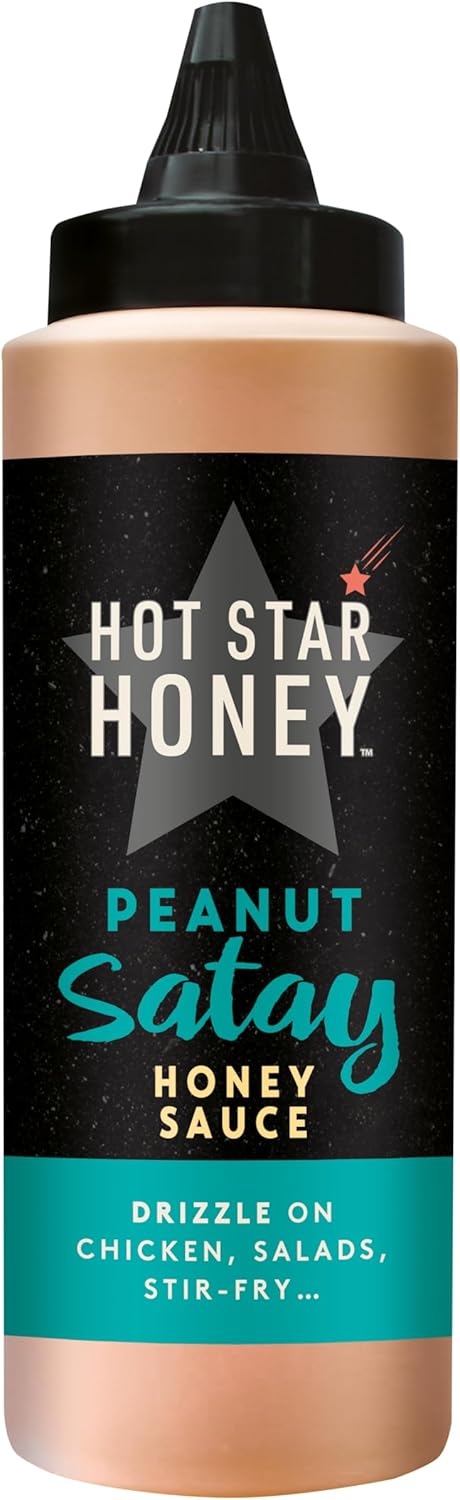 Hot Star Honey Peanut Satay Sauce | Hand Crafted Spicy Honey Sauce | Satay Honey Perfect for Chicken, Pizza, Pasta, Steak and Noodles, 290g Bottle