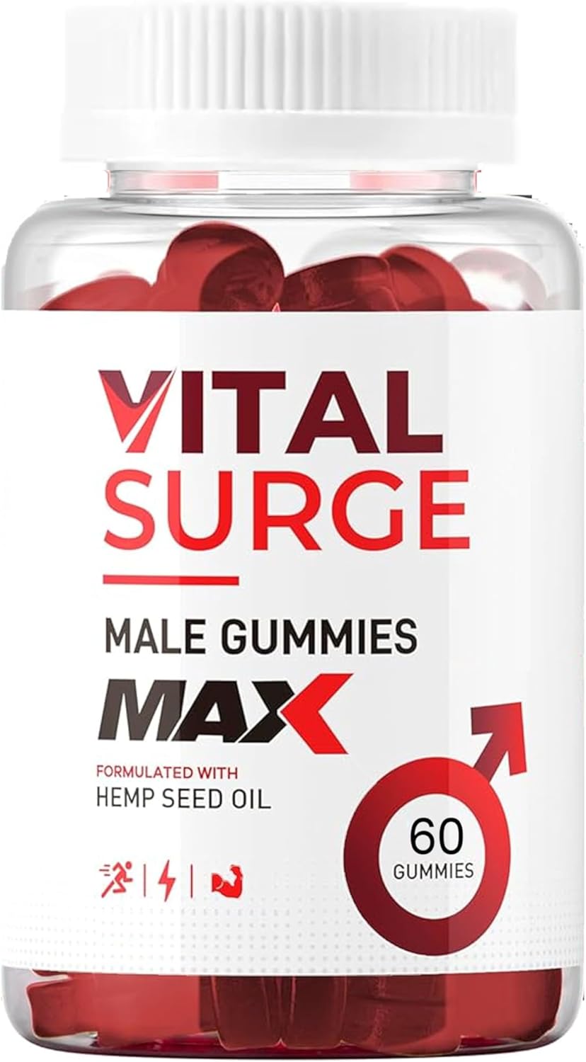 Vital Surge MAX Male Enhancement Gummies - 60 Gummies, Natural Vitality Support for Men with Herbal Blend & Nutrients, Vegan, GMP-Certified, Supplement Heaven