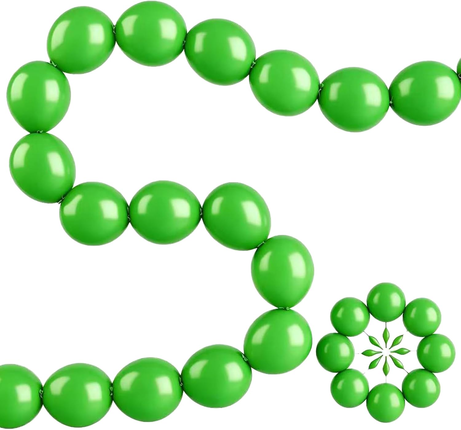 120 Pcs Linking Balloons 12 IN Green Link Balloons for Party Decor