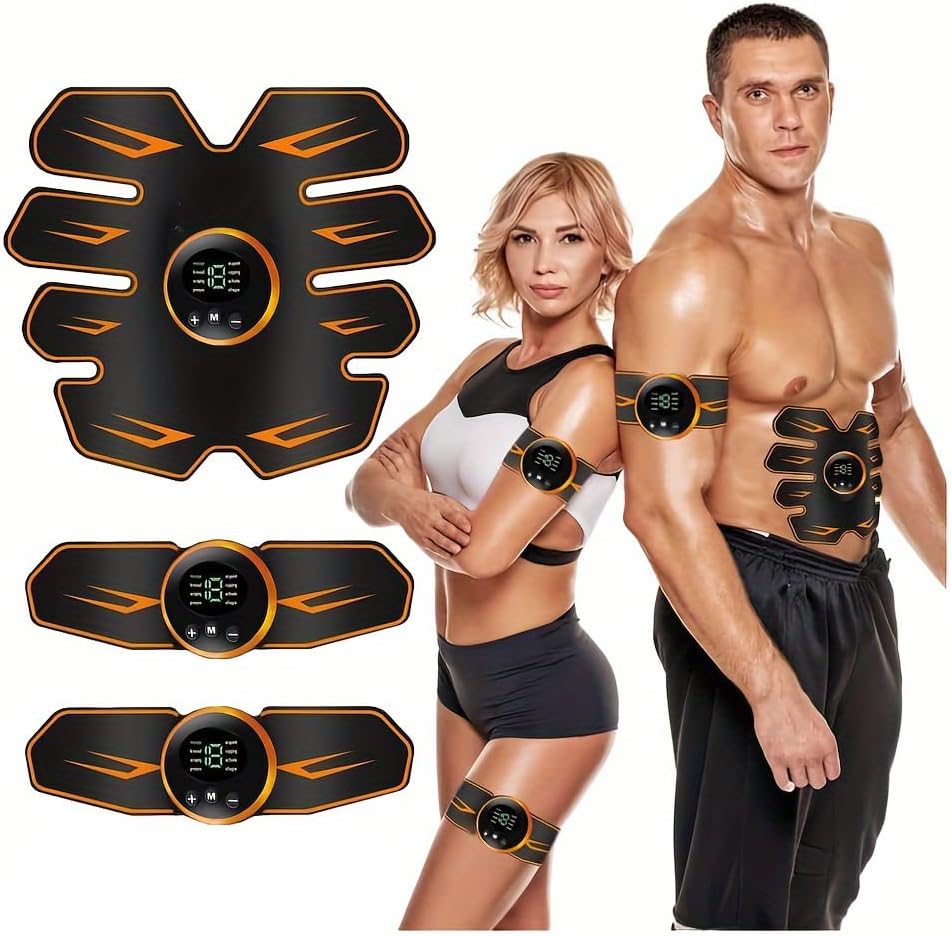 SHENGMI EMS Muscle Stimulator, Abs Stimulator Full Body Ab/Arm/Hip Trainer 8 Modes 19 Intensities, with USB Rechargeable for Abdomen Arm Leg Men And Women