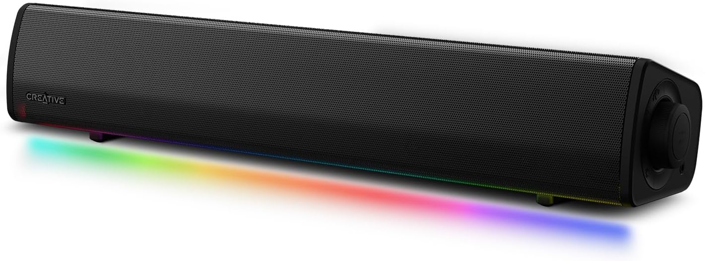 CREATIVE Sound Blaster GS3 Compact Gaming Soundbar with RGB and SuperWide Technology, USB Powered, Bluetooth 5.4, Headphone Output, for PC and Mac