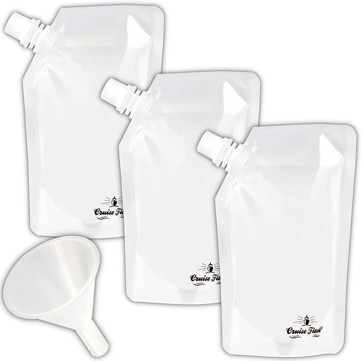 Concealable And Reusable Cruise Flask Kit - Sneak Drinks Anywhere! - 3 x 8 oz + 1 funnel