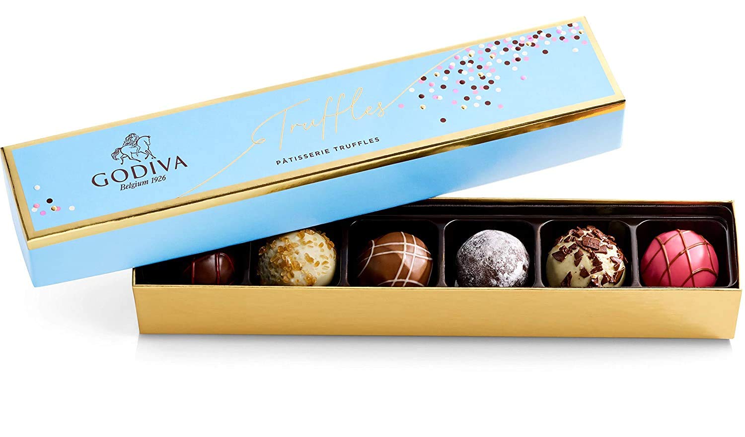 Godiva Chocolatier Patisserie Truffles – Chocolate Dessert Gift Box for Birthday, Graduation, Thank You, Anniversary – 6-Piece Gourmet Candy Box with Milk, White, Dark Chocolate