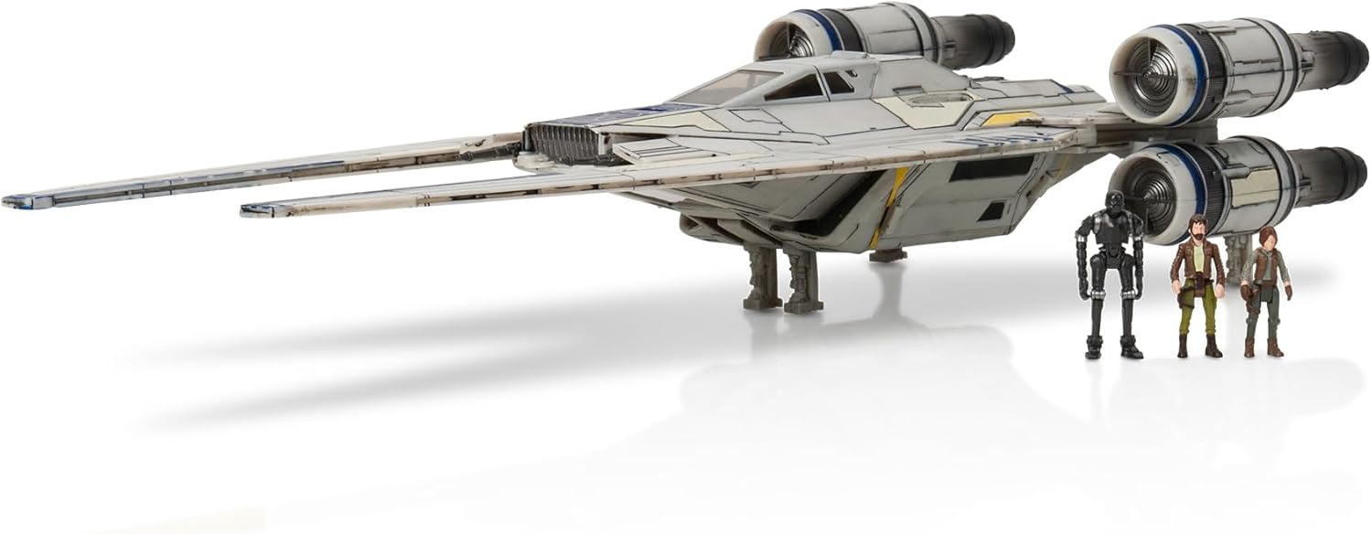 Jazwares Star Wars Micro Galaxy Squadron U-Wing Starfighter - 12-Inch Vehicle with Foldout Wings, Troop Bay, Sniper Gun, and Three 1-Inch Micro Figure Accessories