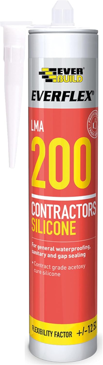 Everbuild Everflex 200 Contractors LMA Silicone Sealant – Suitable for Interior and Exterior Use – Quick Curing – Waterproof – Brown – 295ml