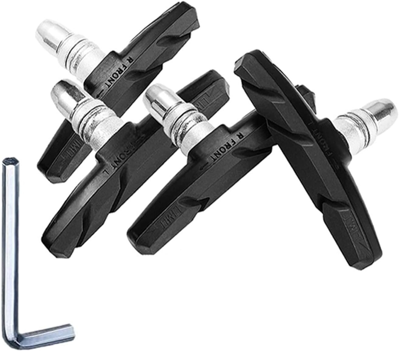 TUHDWJ 2 Pairs V Bike Brake Pads, 70mm V Brake Blocks, Bicycle Brake Blocks Set with Hex Nuts and Spacer, 1 hexagonal spanner included, for Road Bikes Mountain Bikes