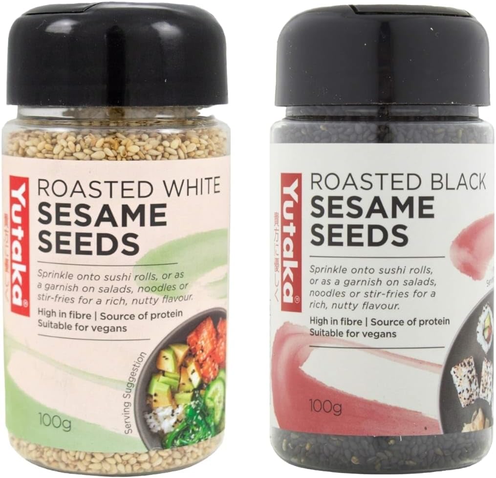 Yutaka Roasted White Sesame Seeds Black Sesame Seeds 100 g, Pack of 2