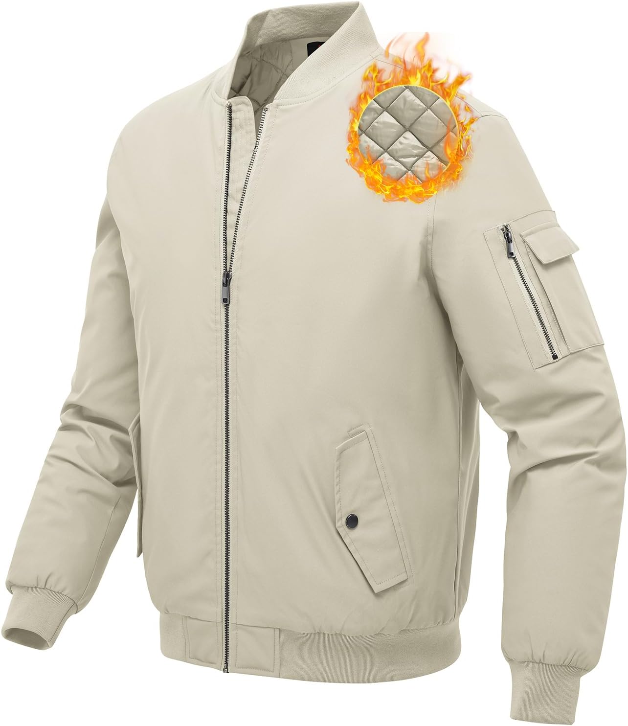 BGOWATU Men's Jacket Windproof Quilted Bomber Jackets Casual Fall Winter Warm Padded Coats Outwear