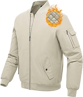 BGOWATU Men's Jacket Windproof Quilted Bomber Jackets Casual Fall Winter Warm Padded Coats Outwear