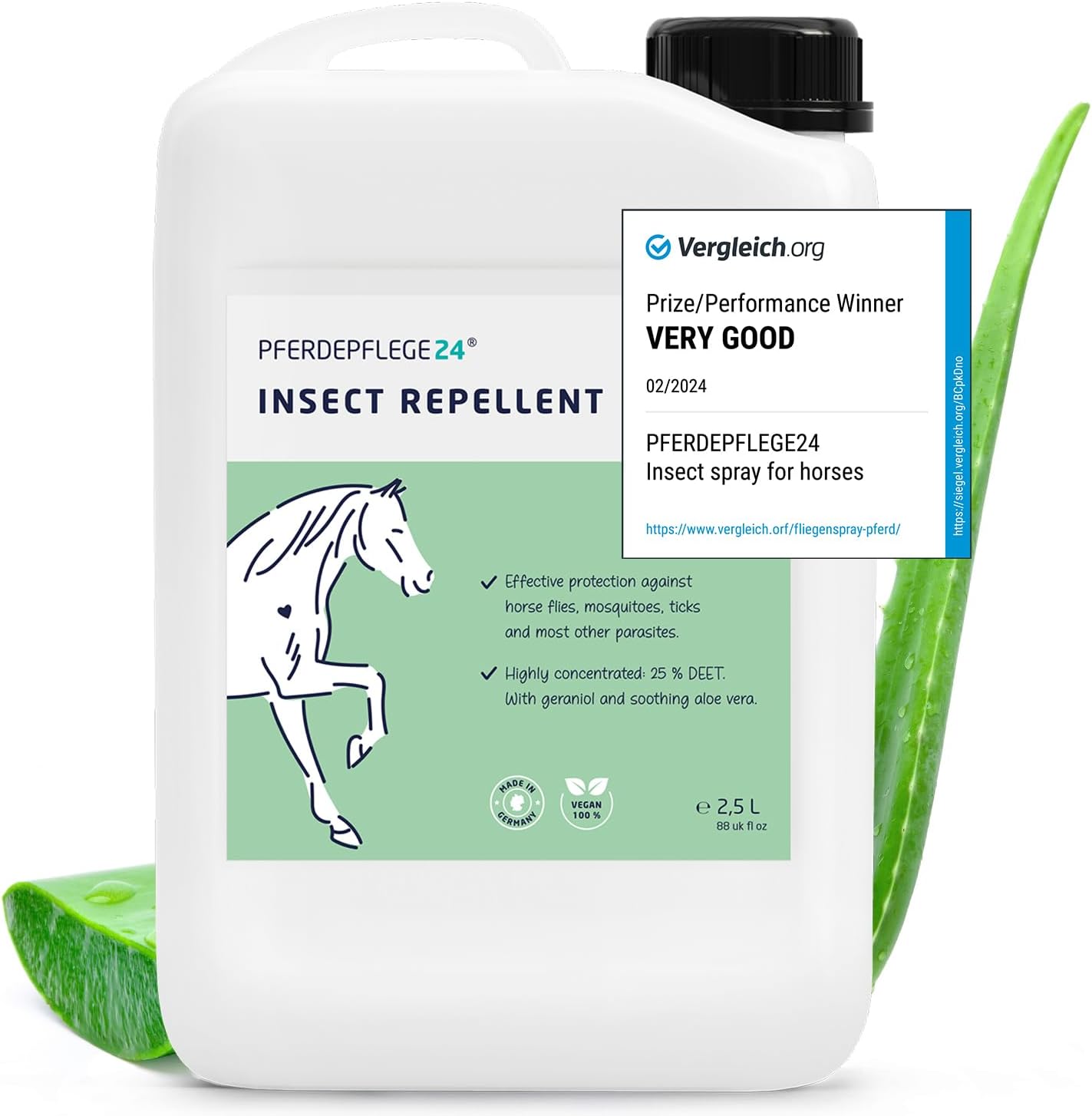 PFERDEPFLEGE24 Horse Fly Spray & Insect Repellent - Long-Lasting, Highly Concentrated Fly Repellent for Horses - Protects Against Mosquitoes, Ticks, Midges & Horseflies - 2.5L Refill – Made in Germany
