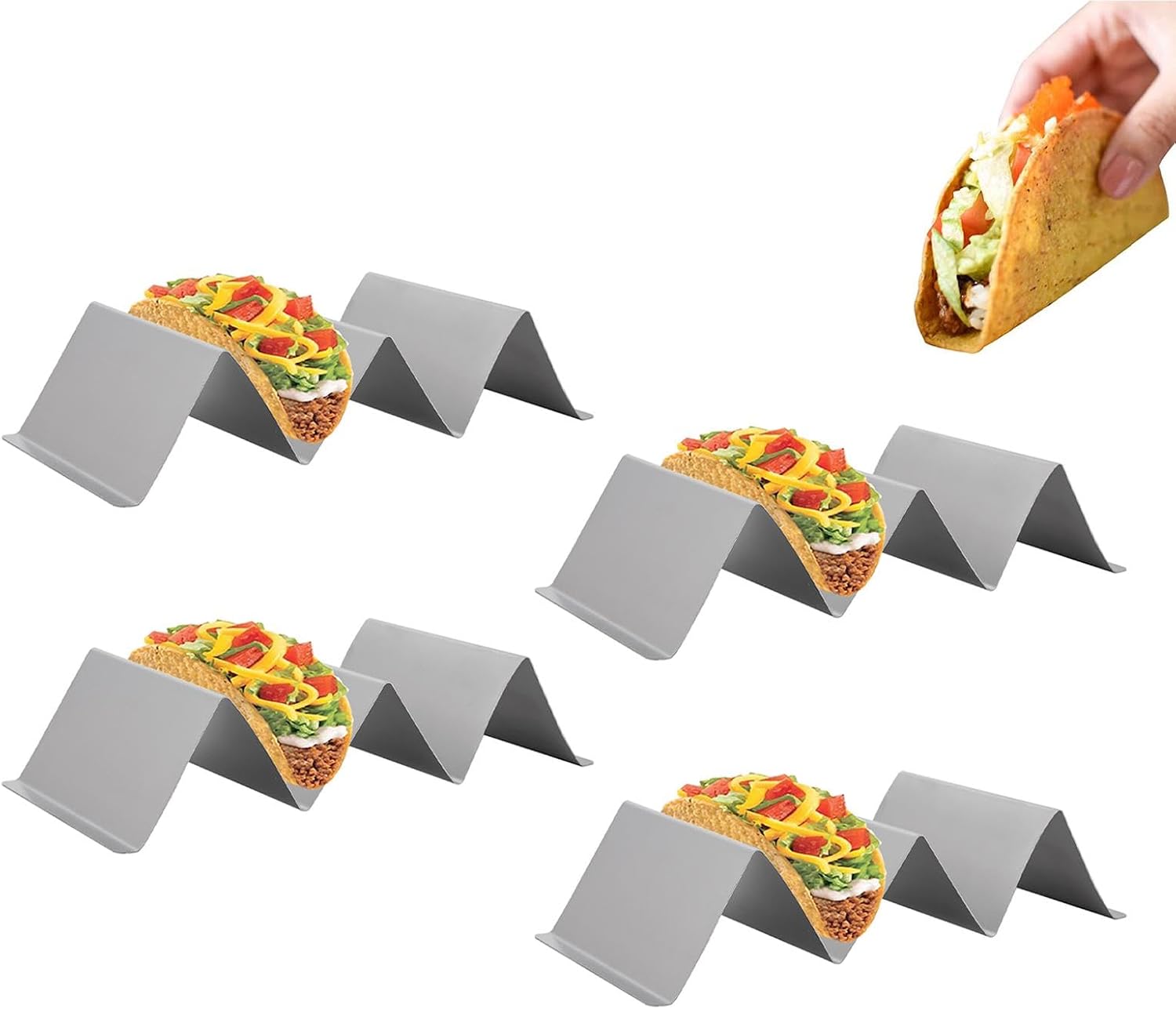 Taco Holder Stand, Taco Holder Stand Tray with Handles, Waves Tacos Holders Stands Safe for Dishwasher and Oven, Tacos Rack Trays for Home Mexican Restaurant Kitchen Cafe(Size:4 pcs)